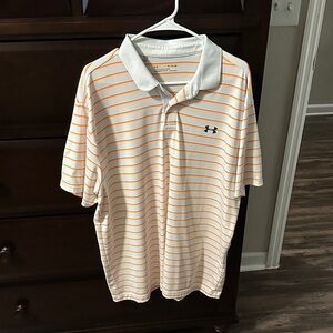 Under Armour Men's White and Orange Polo Shirt